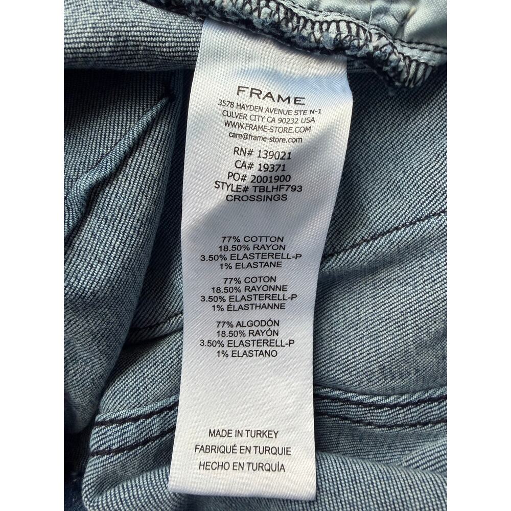 Frame Women's Medium Wash Blue Le High Flare Ruched Waistband Jeans Size 29 - Picture 13 of 13